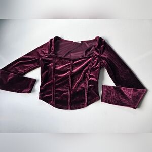 Lush Women's Velvet Square-neck Top Purple S